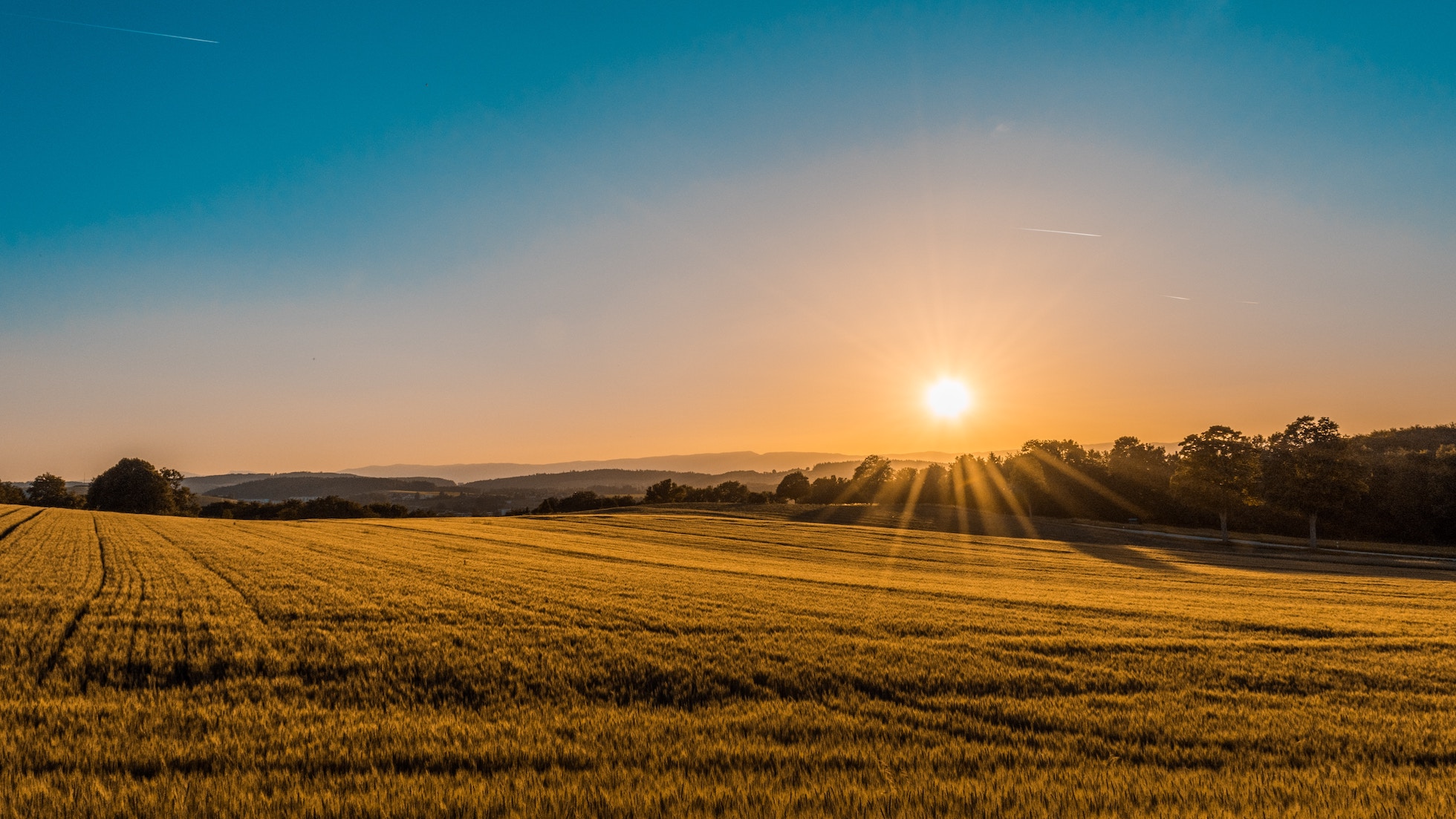 Nice photo of a sunrise over fields